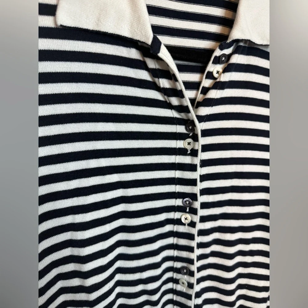 Longhin Made in Italy Navy Blue Striped Cotton Cardigan Sweater